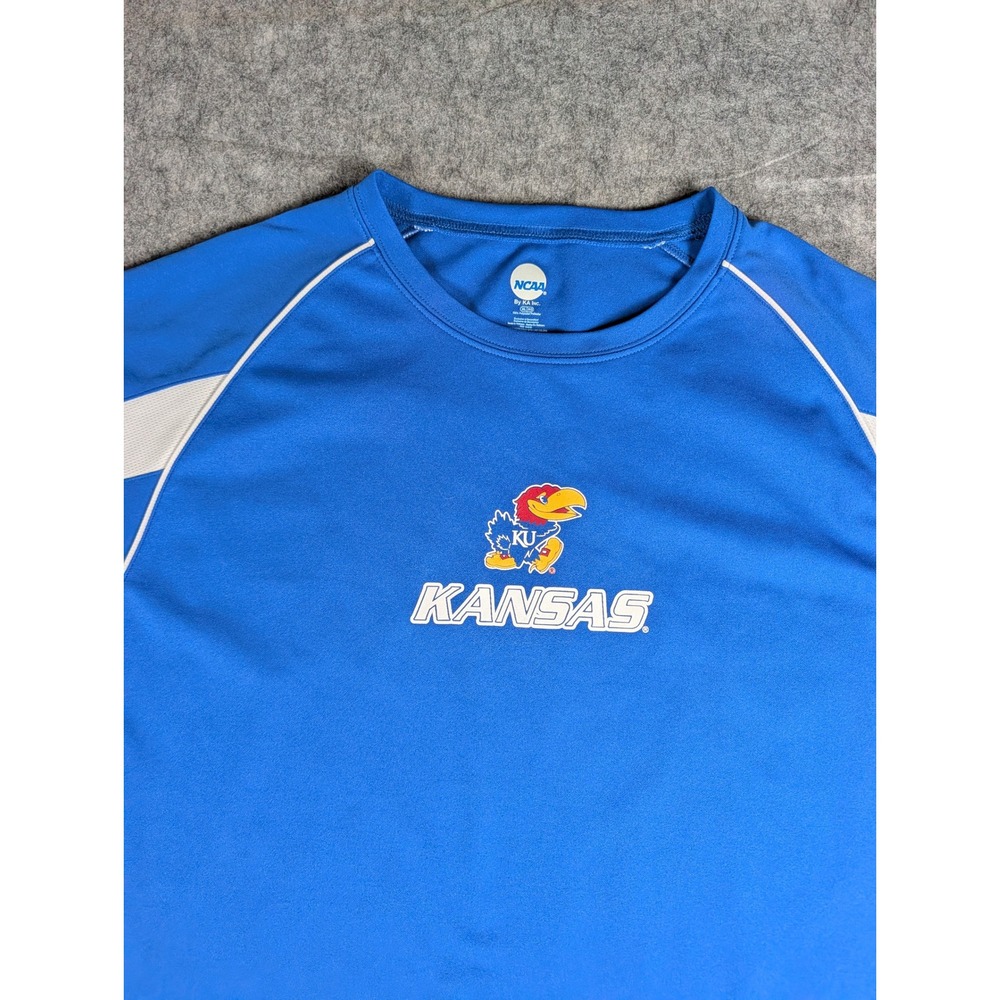 NCAA Kansas Jayhawks Blue Performance T-Shirt KA Inc KU Jayhawk Logo Tee - Picture 5 of 9